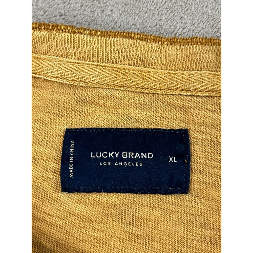 Lucky Brand Mustard Yellow Long Sleeve Henley Shirt - Picture 2 of 7